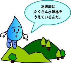 水道局はたくさん水源林をうえているんだ。